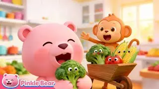 Let&rsquo;s Learn Vegetables! 🥕🥦 Fun & Healthy Song for Toddlers | Pinkle Bear& Kids Songs
