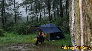 Camping In The Rain - Solo Camping Heavy Rain and Deep Meditation, Forest Peace in a Downpour, ASMR