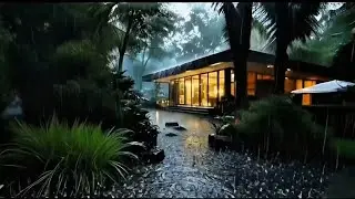 Tropical Rain Sound 🌧️ Relaxing Rain in the Forest House | ASMR for 10 Hours of Sleep and Work