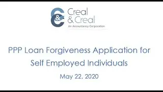 PPP Loan Forgiveness for the Self-Employed | May 22, 2020