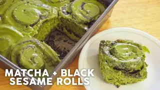 Baking Matcha + Black Sesame Rolls
