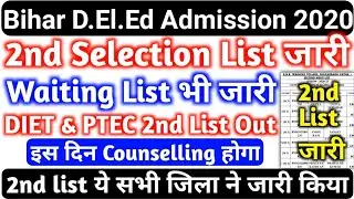 Bihar D.El.Ed 2nd Selection List Out, Bihar D.El.Ed waiting List Out, 2nd List Counselling Date Out