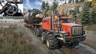 714WM-E - Towing A Massive Refinery Machine on Deep Muddy Road | SnowRunner | Logitech G29 | #673