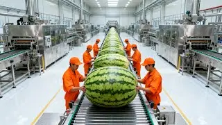 Inside a Modern Watermelon Factory | How Watermelons Are Turned Into Sweet Red Juice (Full Process)