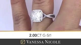 2 CARAT CUSHION CUT DIAMOND HALO RING | 2ct Cushion Halo Twist Ring for Dawn