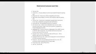 Maid Central Customer Account Level Tabs