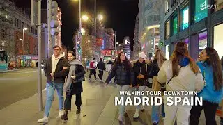 [4K] MADRID SPAIN - Winter Evening Walk, Puerta del Sol & Gran Via Street, Travel, Walking Tour