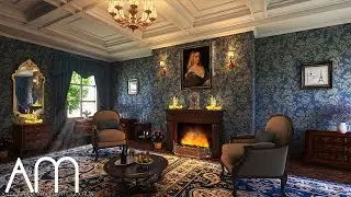 🔥Victorian Style Living Room Ambience | Crackling Fire, Light Wind, Clock sounds for relaxation