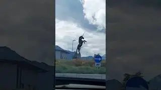 #ein#horn#Kundl, Gr&uuml;sse vom Einhorn, Kreisverkehr, Kundl, Tirol