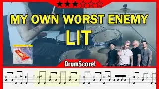My Own Worst Enemy - Lit | Play-Along Drum Cover with Sheet Music