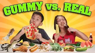 GUMMY VS REAL FOOD CHALLENGE!!! Kids Eat Frogs and Worms!