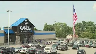 Huge American flag raised over Gander Outdoors at Eastwood Mall