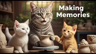Making Memories: Mama Cat & Kitten's Ceramic Artwork Fun.