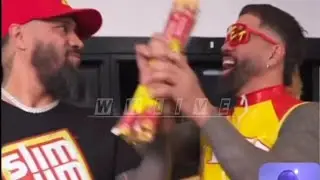 Jey Uso try to steal Jimmy Uso slim Jim backstage on WWE RAW
