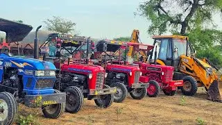 JCB 3dx Backhoe Loading Water in Mahindra 275 | Eicher | Kubota #jcbvideo #tractorvideo #jcbcartoon