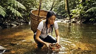 Amazing Survival! Beautiful Girl Catches GIANT Mud Crab 🦀 Primitive Cooking & Mukbang