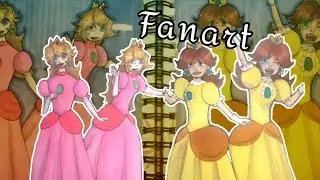 Sketchbook spread/ Princess peach and princess daisy fanart🍄🍄