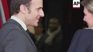 French President Emmanuel Macron welcomes Ukraine's First Lady