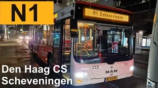HTM Nachtbus 1: Den Haag CS - Scheveningen - Den Haag CS | HTM 1105 | 2024