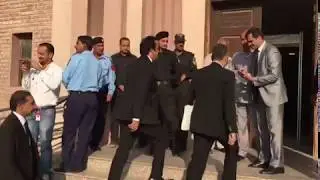 In the premises of NAB court Islamabad.