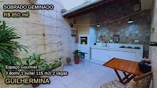 #319 Sobrado Geminado à Venda na Guilhermina, Praia Grande, SP. 3 dormitórios (sendo 1 com sacada)