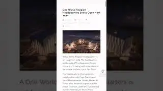 THE ONE WORLD RELIGION IS SET TO OPEN NEXT YEAR