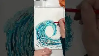 Ink Wave Art in Progress | Turquoise Seascape | Drawing a Stormy Ocean in Pen and Watercolor Wash