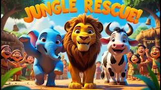 Jungle Rescue Adventure 🐘🐄 | हाती&ndash;गौरी की बचाव कहानी | Lion King Moral Story for Kids #kahani