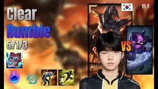 Clear Top Rumble vs Kennen lol KR solo rank Full Game 16.4 | 클리어 럼블 vs 케넨