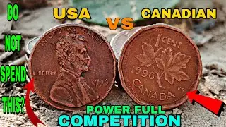 USA vs Canada Penny Battle 🇺🇸🇨🇦 | One Cent Coin Competition | Who Wins?