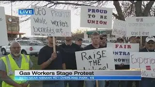 Kansas Gas Service workers stage protest for better healthcare, fair wages