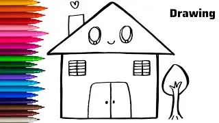 How To Draw A Cute House Step By Step | House Drawing Easy | Drawing For Kids