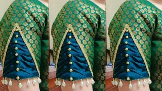 Party Wear Sleeve Design with Golden Lace and Pearl Latkan | New Baju Design 2026