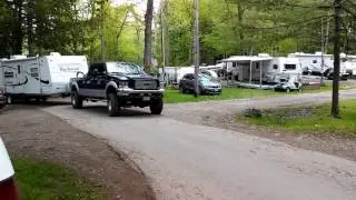 A 7.3 and a 5.7 climbing a steep hill with campers