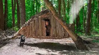 Building a Warm video and Cozy Wooden Survival best' Shelter  Bushcraft video building New homes 