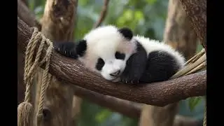 Dreamy Panda Aesthetic 🐼 | Baby Panda Napping on a Tree Branch | Stock Footage 4K
