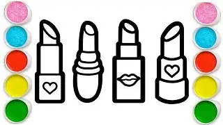 How to draw lipstick makeup kit for kids. Let's colour painting step by step together for kids.