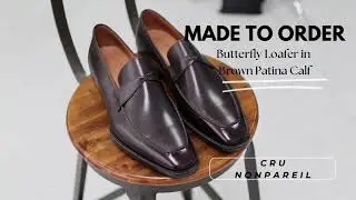 Introducing the Champ Fleurs MOD. 185: The Sophisticated Butterfly Loafer in Brown Patina Calf
