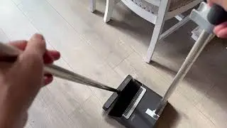 JOYMOOP Black Broom and Dustpan Set, Upright Angle Design with Built in Comb Teeth for Home, Office,