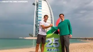 Federer And Murray Play Beach Tennis At Dubai 2017