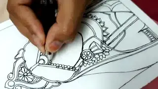 Madhubani painting design for beginners/ traditional Indian Bengali bride drawing/ easy drawing