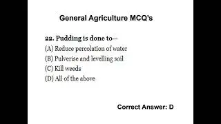 General Agriculture part-1 for JRF/SRF, AAO, TSAEE and all competitive exams