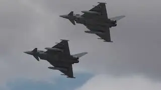 My view of RIAT Friday 15th July 2022 Austrian Air Force 2x Eurofighters and C 130k Hercules QRA Dem