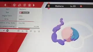Shiny Musharna in Pokemon Sword! (via the Dynamax Adventures)
