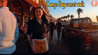 Walking in Camps Bay Beach Cape Town | Beautiful Sunset Walk | POV 4K HDR