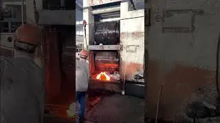The cross wedge rolling machine preforms the billet and then the press shapes it#forging #forged