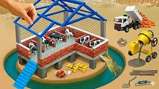 Самодельный мини-трактор построил двухэтажный кирпичный коровник из кирпича | Наводнение разрушил...