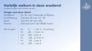 15-01-2026 | Avonddienst | Ds. W. van Vreeswijk | Genesis 29 vers 35b: Ditmaal zal ik de HEERE loven