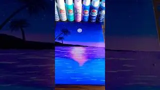 Moonlight Beach Acrylic Painting✨️🌊 #art #acrylicpainting #easyacrylicpainting