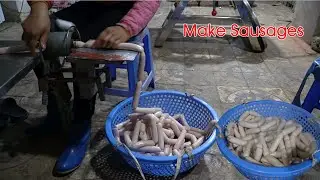 The Process of a Family Making Sausages to Sell at the Market.